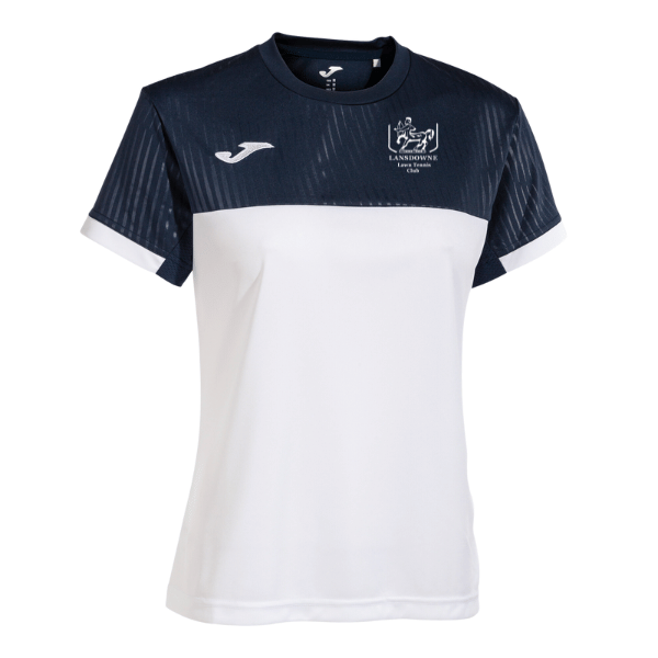 Lansdowne Tennis Club MONTREAL Women's S/S T-Shirt. White/Navy